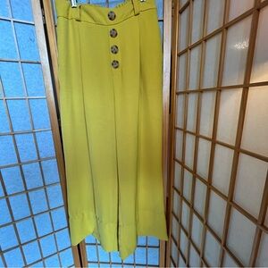 Stradivarius Mustard Elastic-Waist Pants